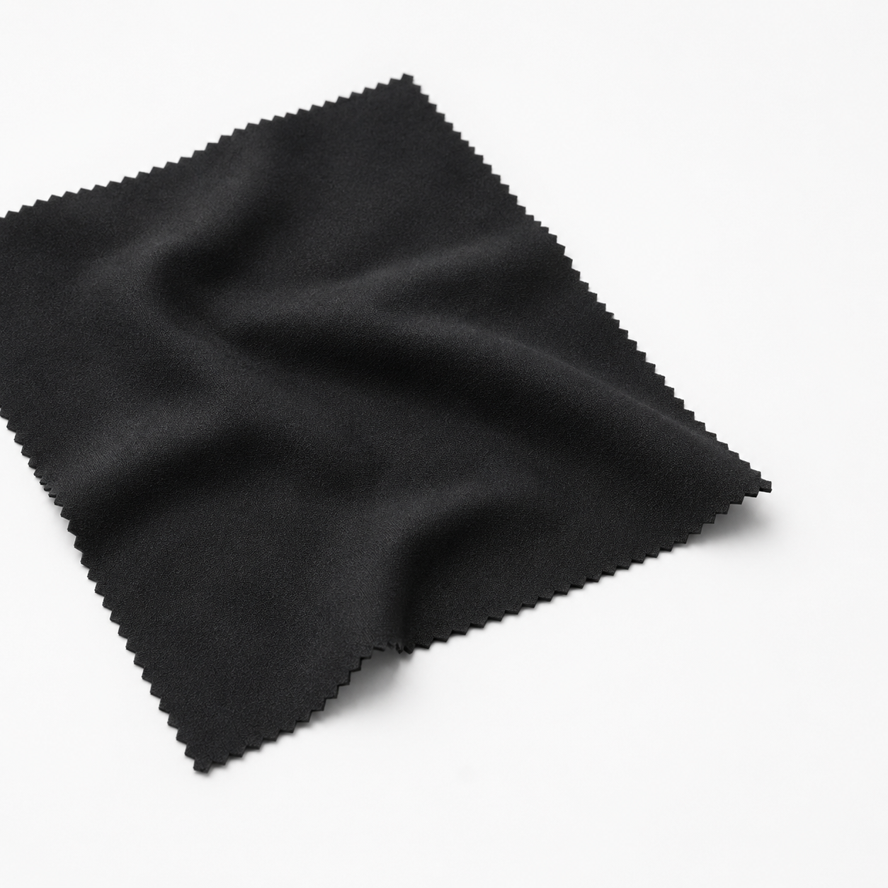 Black fabric swatch on a white background