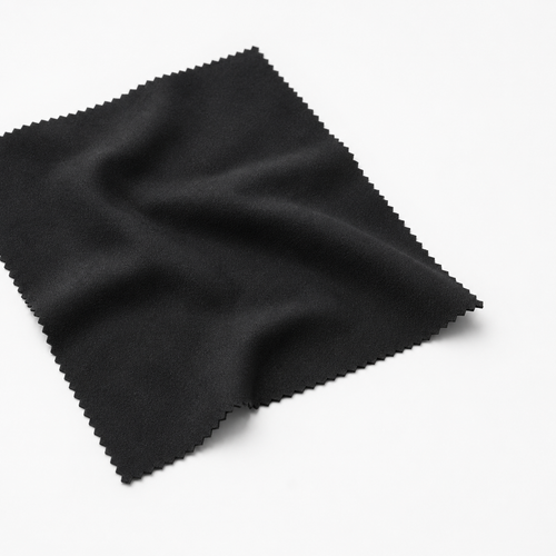 Black fabric swatch on a white background
