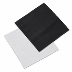 Black fabric swatch on a white background