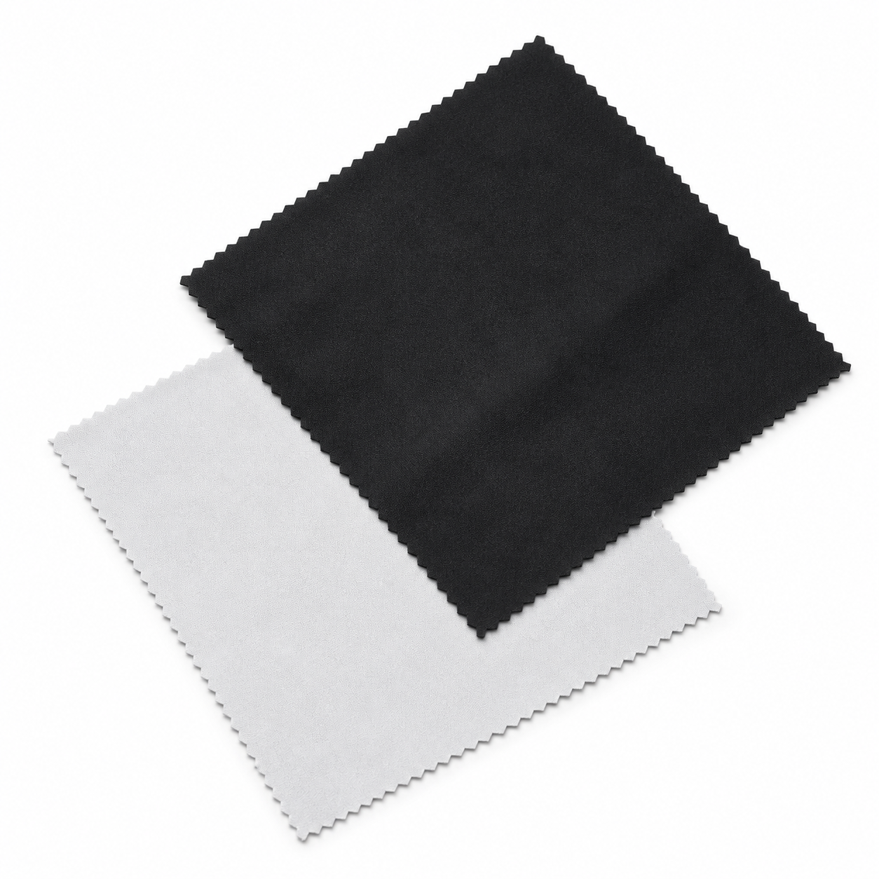 Black fabric swatch on a white background