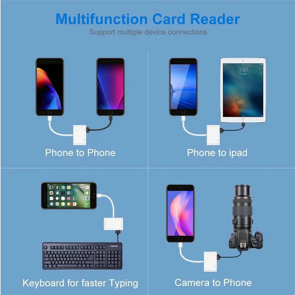 3-in-1 Lightning TypeC To SD & TF Card USB Camera AdapterFor iPhone iPad Card Reader USB Dongle for USB Flash Plug Play