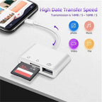 3-in-1 Lightning TypeC To SD & TF Card USB Camera AdapterFor iPhone iPad Card Reader USB Dongle for USB Flash Plug Play